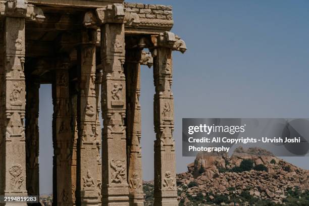 hampi's majestic ruins - hanuman hill stock pictures, royalty-free photos & images