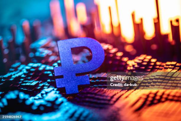 digital currency symbol over modern data visualization background - high key stock pictures, royalty-free photos & images