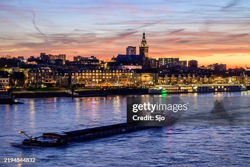 Nijmegen skyline at the river Waal during sunset Nijmegen skyline at the river Waal during sunset
