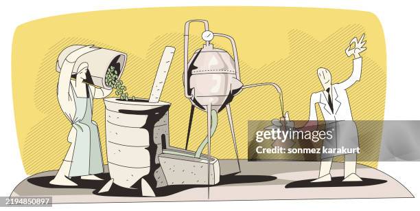 extra virgin olive oil production facility - factory worker isolated stock illustrations