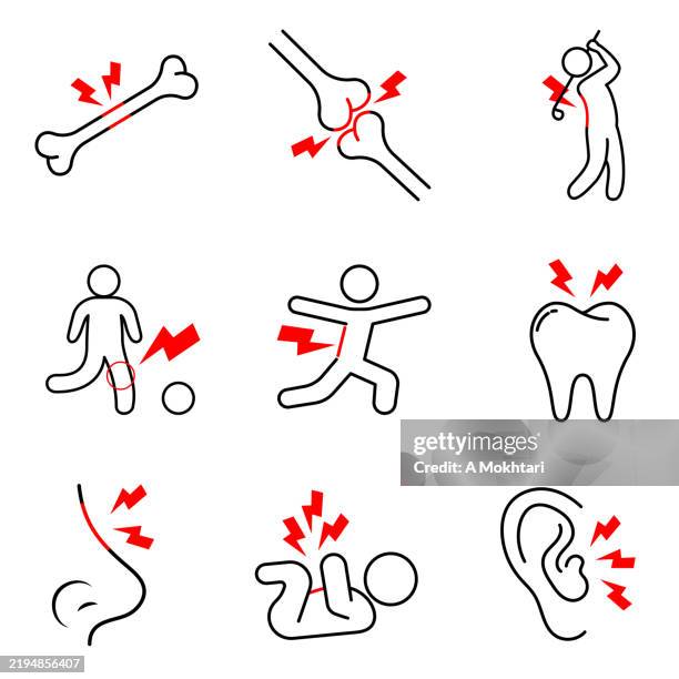 human body pain icon. - neck muscle pain illustration stock illustrations