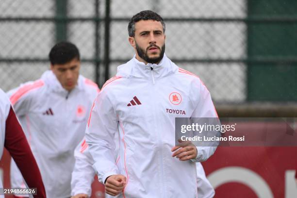 Roma player Mario Hermoso during training session at Centro Sportivo Fulvio Bernardini on January 20, 2025 in Rome, Italy.