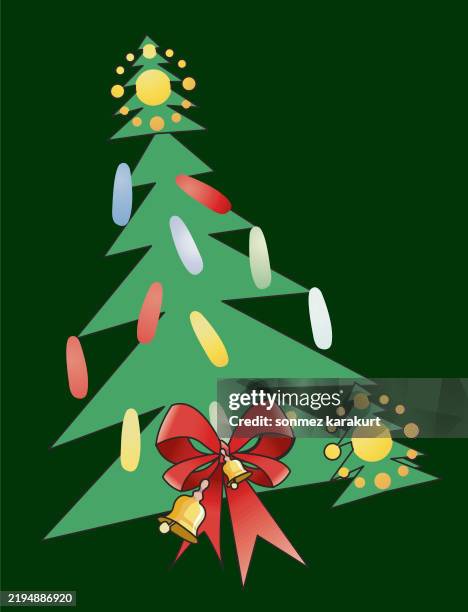 christmas pine - string lights isolated stock illustrations