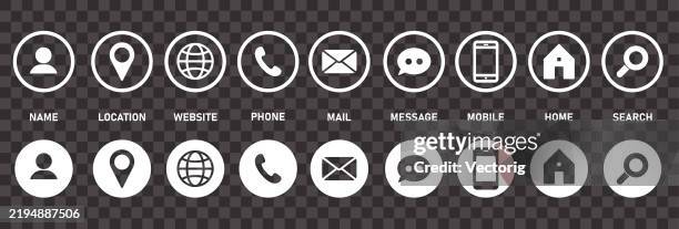 bildbanksillustrationer, clip art samt tecknat material och ikoner med contact information icon set - använda telefon