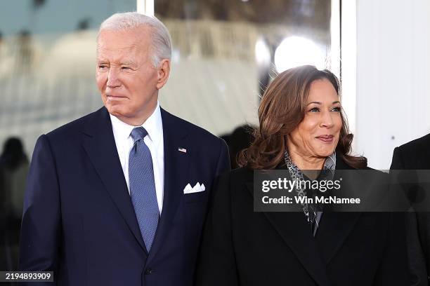 President Joe Biden and U.S. Vice President Kamala Harris stand together at the White House ahead of the inauguration of U.S. President-elect Donald...
