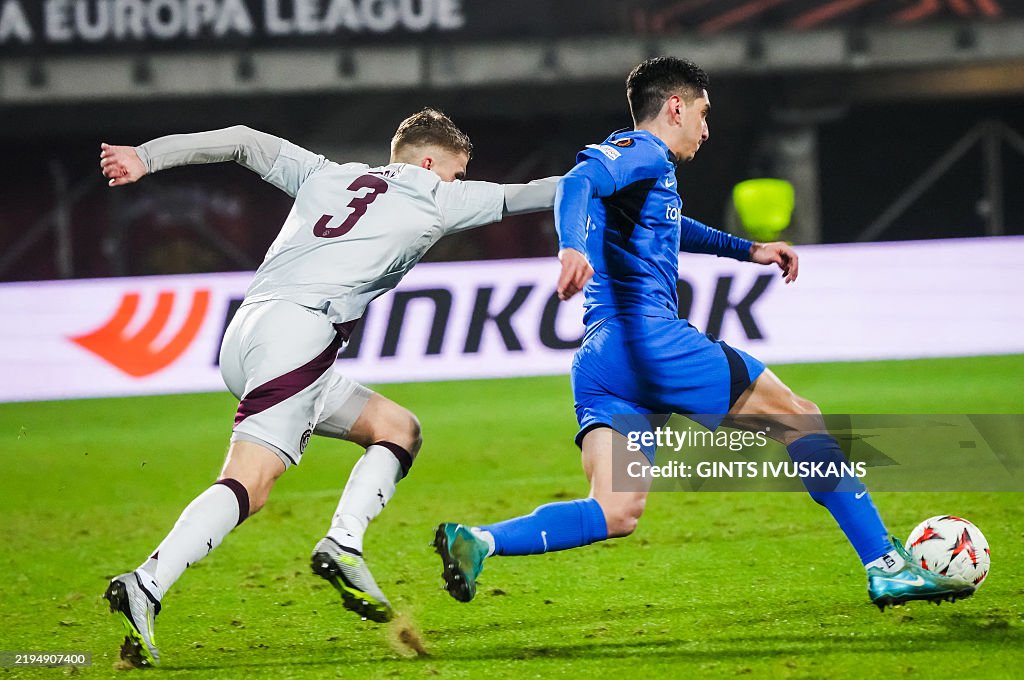 Fk Rfs Ajax's Danish defender Anton Gaaei and FK RFS' Georgian forward Lasha ...