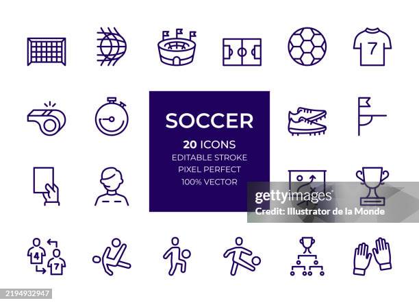 bildbanksillustrationer, clip art samt tecknat material och ikoner med soccer icons - anfallsspelare fotboll