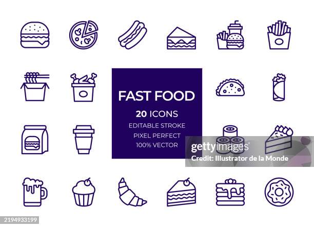 fast food icons - sushi stock illustrations