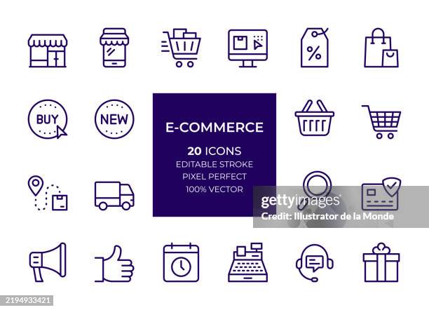 e-commerce icons - shopping cart stock illustrations