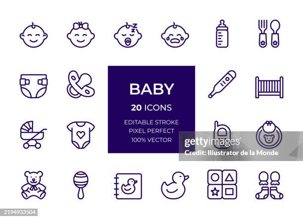 ilustraciones, imágenes clip art, dibujos animados e iconos de stock de iconos del bebé - osito de peluche