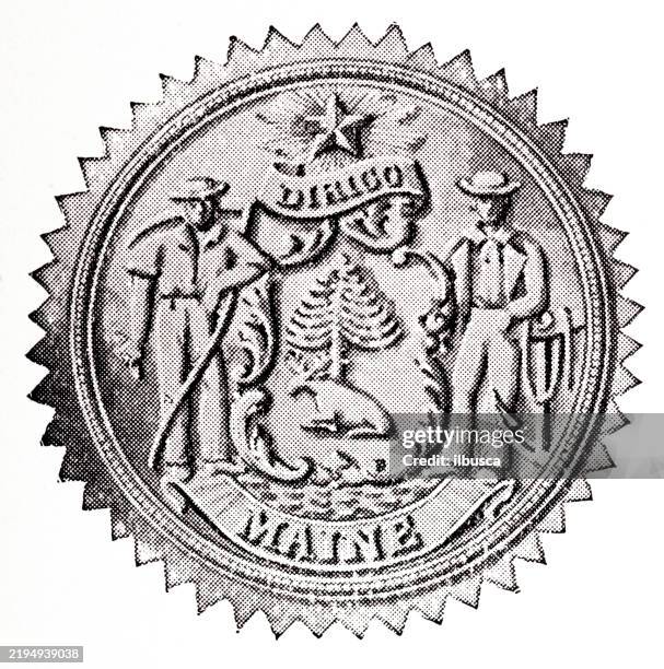 great seal of maine - maine stock illustrations