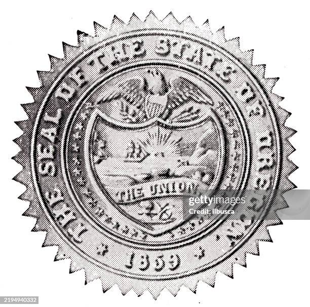illustrations, cliparts, dessins animés et icônes de grand sceau de l’oregon - oregon état américain