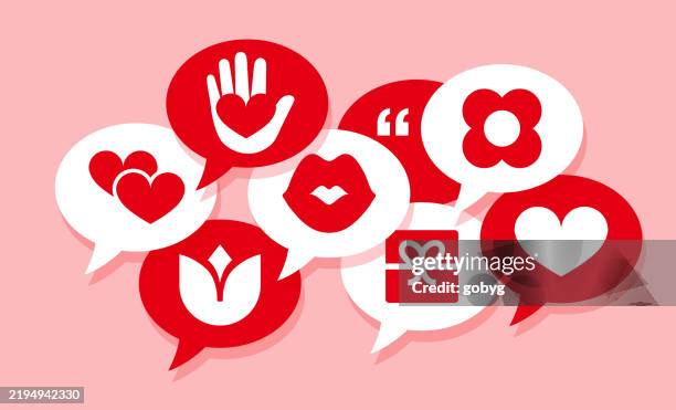 speech bubbles talking chatting discussing love - emoticon-pattern stock illustrations
