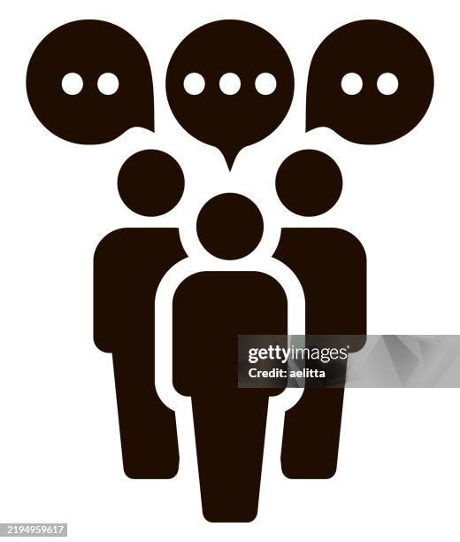 people icons with speech bubbles. - feedback-loop-infographic stock illustrations