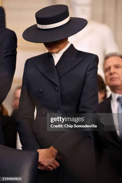 First lady Melania Trump attends inauguration ceremonies in the Rotunda of the U.S. Capitol on January 20, 2025 in Washington, DC. Donald Trump takes...