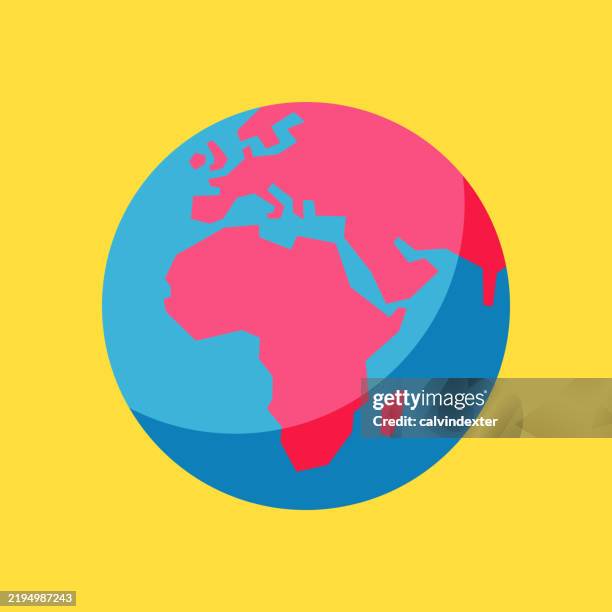earth globe europe and africa - world map flat stock illustrations