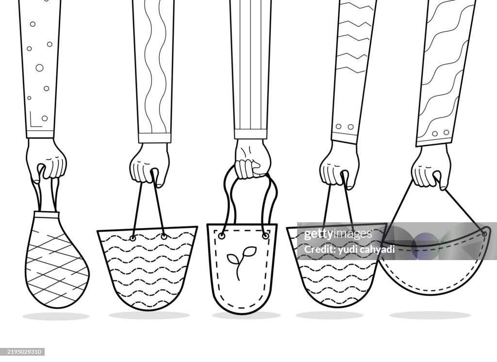 Black and white outline design of Businessman Carrying Briefcase with Bright Idea - Light Bulb Icon