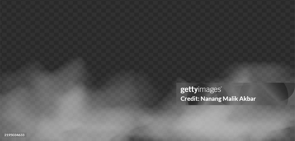 White smoke or fog with transparent background