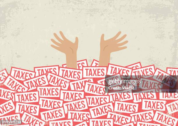 bildbanksillustrationer, clip art samt tecknat material och ikoner med filing tax return taxpayer overtaxation conceptual illustration - skatt