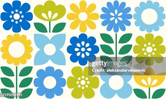Graphic Flowers and Leaves Icons Seamless Pattern Graphic Flowers and Leaves Icons Seamless Pattern