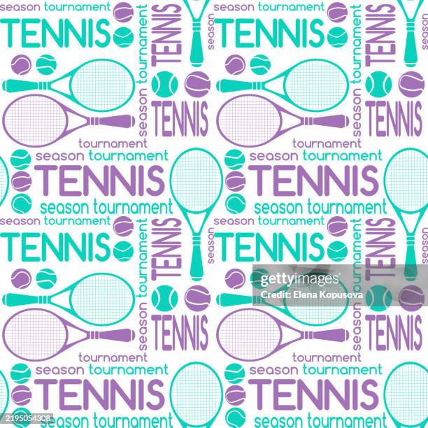 colored seamless tennis background in flat retro style. sports text with tennis balls on white background. stylish sport vector template for competitive tournaments. - tennis net white background stock illustrations