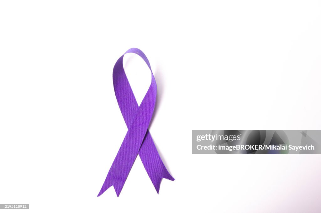 Purple ribbon symbol of awareness Pancreatic cancer, Alzheimer's disease, Epilepsy, Lupus, World Cancer Day