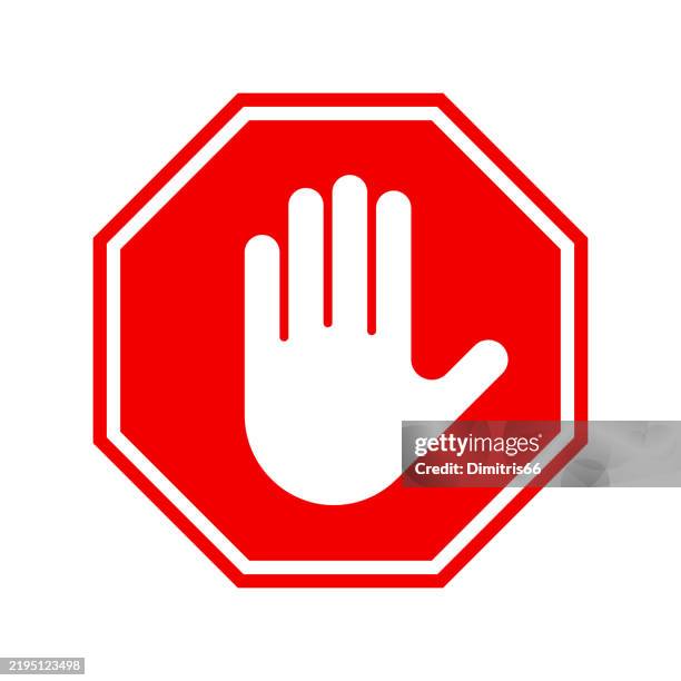 symbol für das stoppschild der hand - stopschild freisteller stock-grafiken, -clipart, -cartoons und -symbole