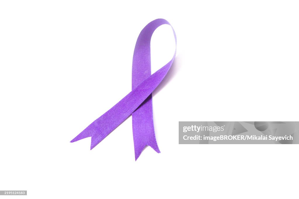 Purple ribbon symbol of awareness Pancreatic cancer, Alzheimer's disease, Epilepsy, Lupus, World Cancer Day
