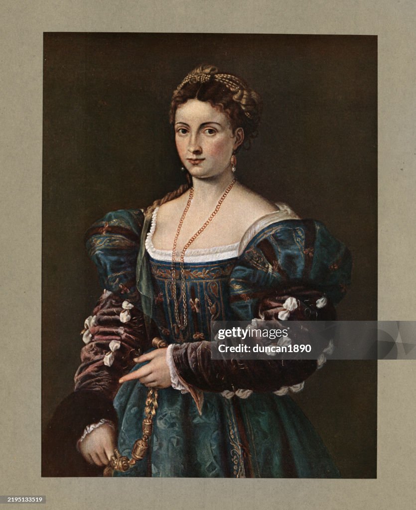 ラベラはティツィアーノによる女性の肖像画であり、ルネッサンスの女性、イタリアの16世紀の芸術のための理想的なプロポーションで主題を示しています