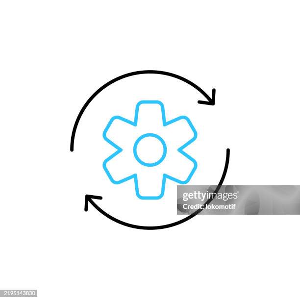 working process two color line icon with editable stroke. the icon is suitable for web design, mobile apps, ui, ux, and gui design. - building automation system stock illustrations