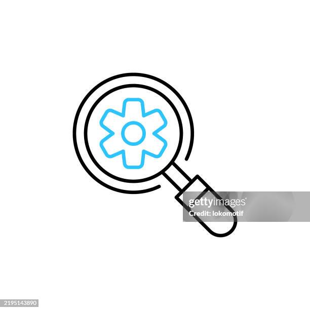 mechanic inspection two color line icon with editable stroke. the icon is suitable for web design, mobile apps, ui, ux, and gui design. - check engine stock illustrations