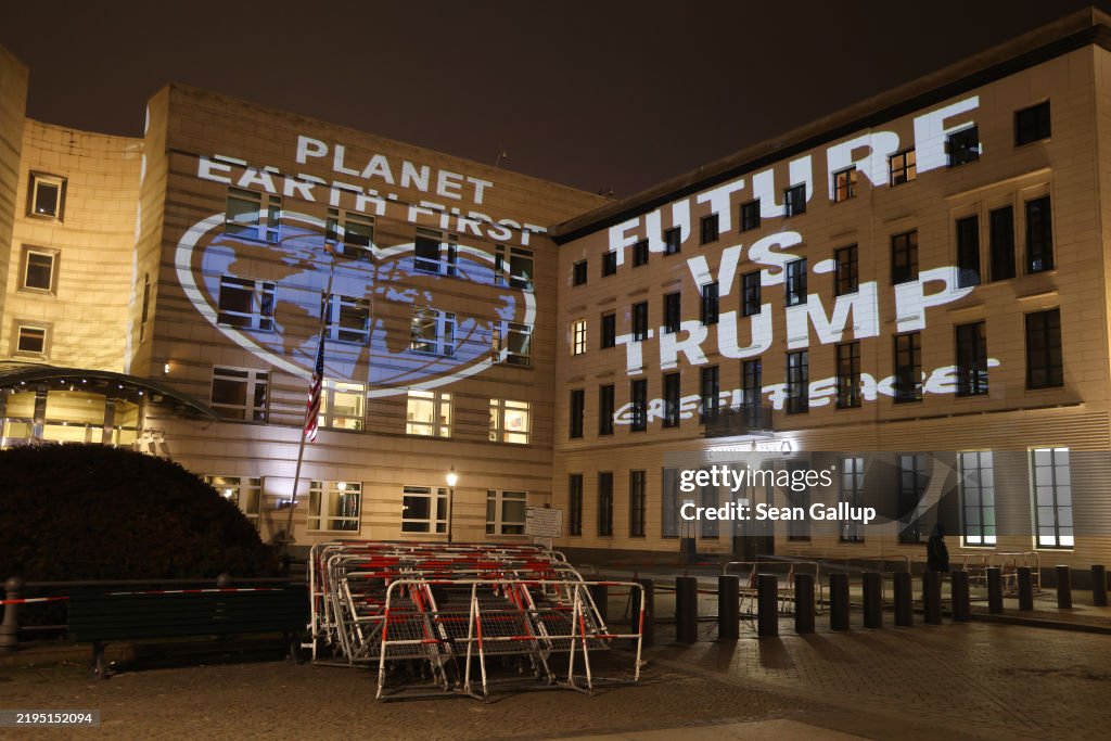 Greenpeace Projects Protest Illumination On US Embassy Following Trump Withdrawal From Paris Agreement