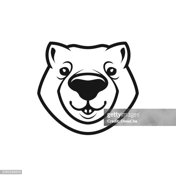 wombat, groundhog, beaver character mascot - cut out vector wombat, marmot, beaver head silhouette, logo, icon, sticker - australian wombats stock illustrations