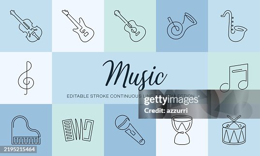 Music Continuous Line Art Icons Music Continuous Line Art Icons