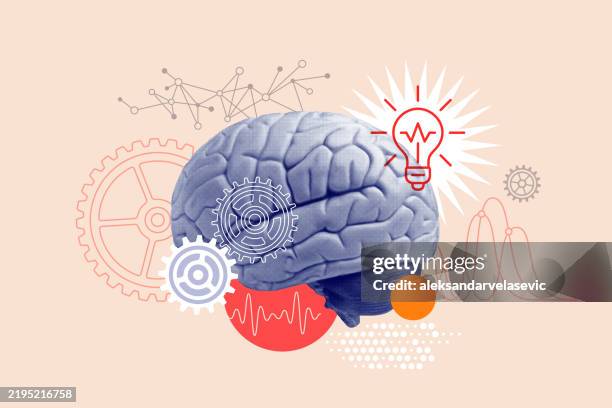 bildbanksillustrationer, clip art samt tecknat material och ikoner med thinking mind brain power concept - hjärna