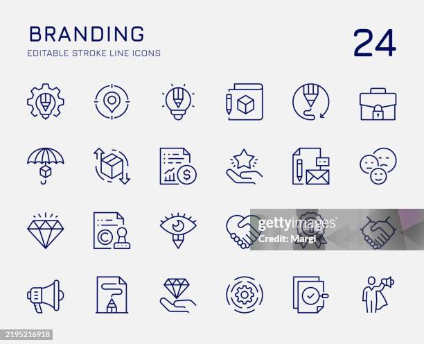 branding line icons - corporate identity stock illustrations