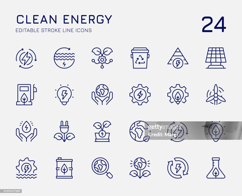 Clean Energy Line Icons