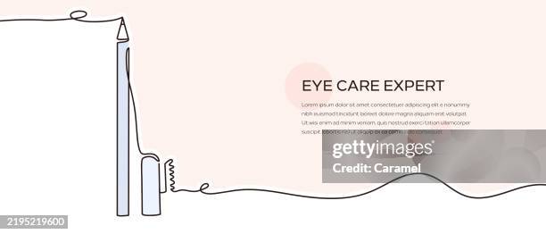 eye care expert web banner with continuous line icon - eyebrow pencil stock illustrations
