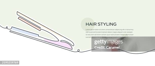 hair styling web banner with continuous line icon - best makeup and hairstyling stock illustrations