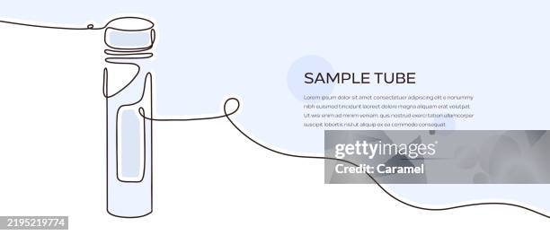 sample tube web banner with continuous line icon - test tubes stock illustrations
