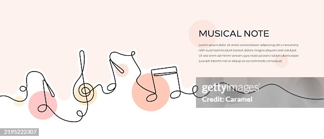 Musical Note Web Banner with Continuous Line Icon Musical Note Web Banner with Continuous Line Icon