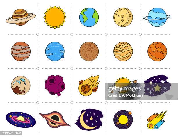 Solar Object Colored Illustrations Of The Solar System And Celestial Objects High ...