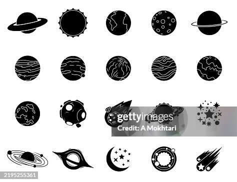 Solar System and Celestial Objects Icon Set. Solar System and Celestial Objects Icon Set.