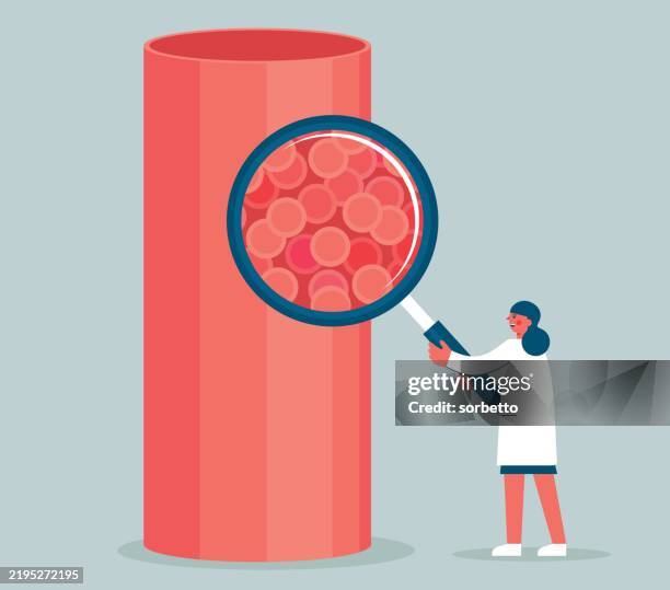 blood vessel - magnifying glass - clogged stock illustrations