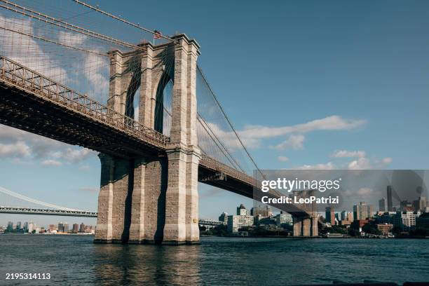 view to brooklyn bridge - brooklyn bridge stock pictures, royalty-free photos & images