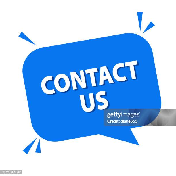blue contact us speech bubble on a transparent backgorund - contact us stock illustrations