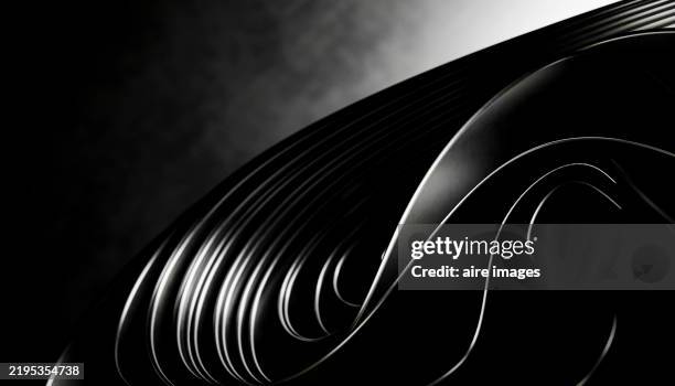 abstract black and white metallic shape forming a wave - chrome stock pictures, royalty-free photos & images
