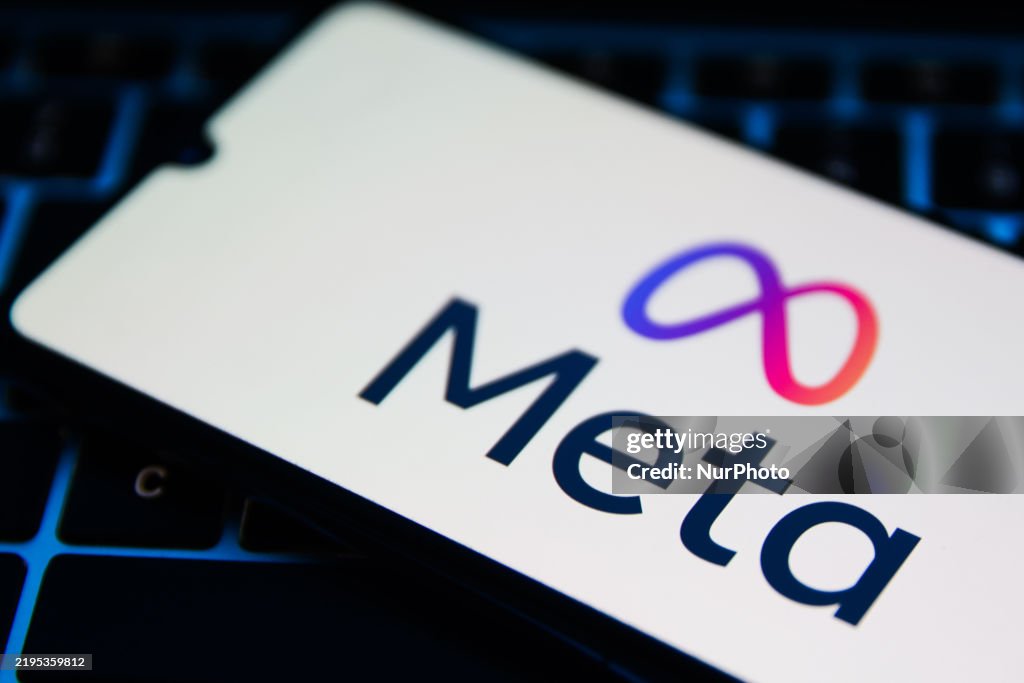 Meta Logo Linux Meta logo is screened on a mobile phone for illustration photo in ...