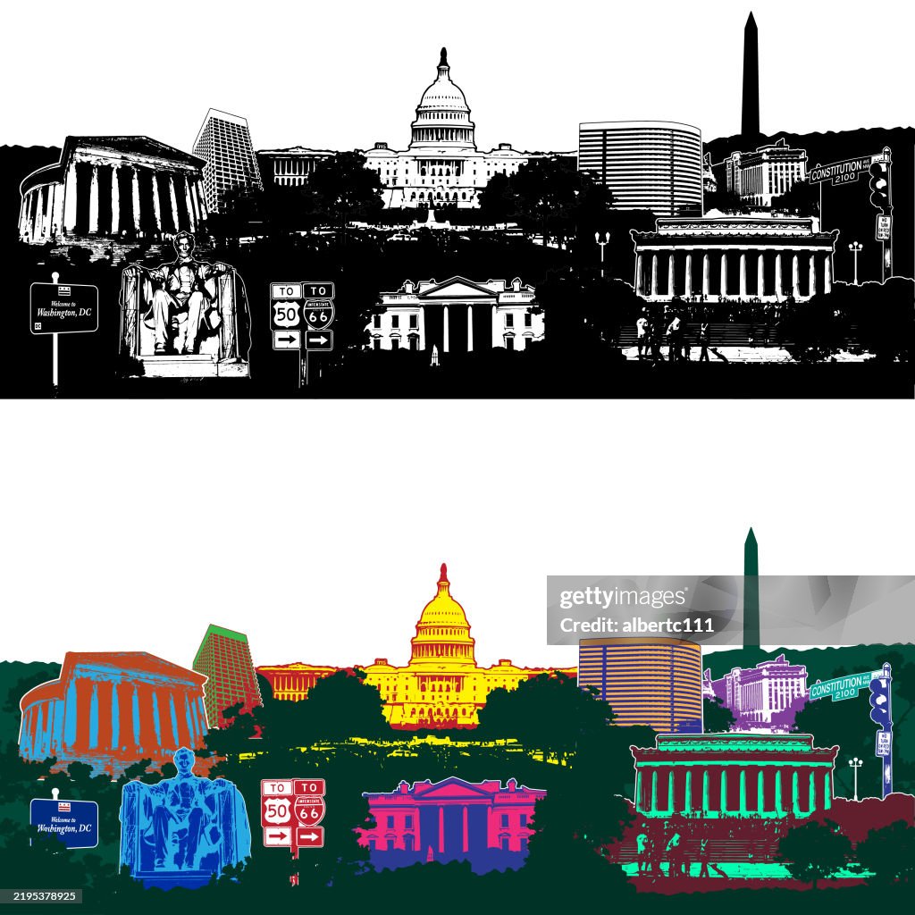 Washington DC super stylized Cityscape