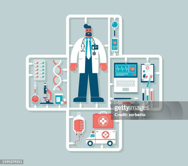 doctor characters - model kit stock illustrations
